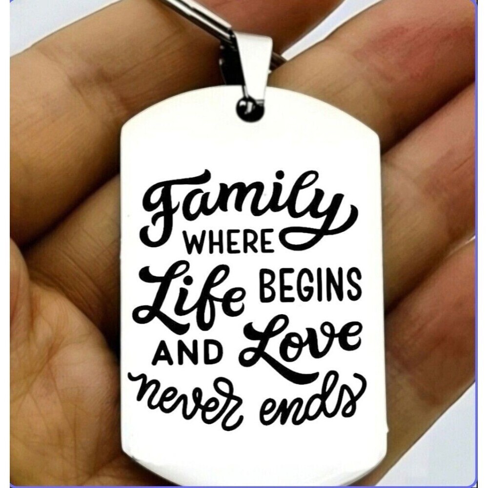 Family Where Life Begins Love Nevwr End Hot Stainless Steel Keychain